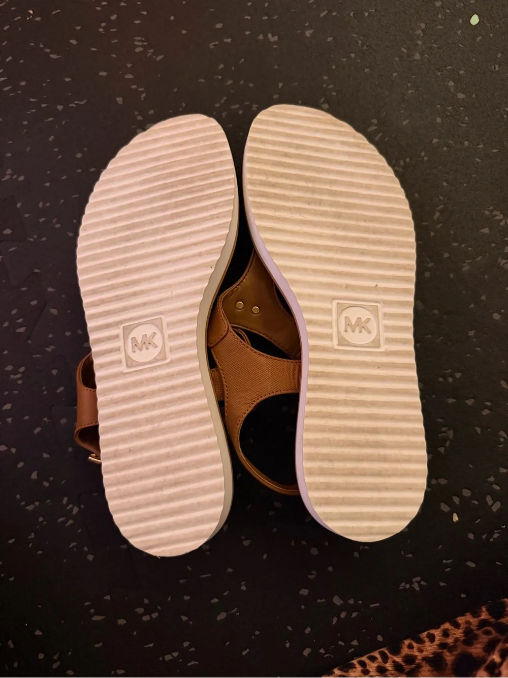 Michael Kors Tan Leather Slide Sandals